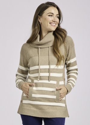 Mudflower Cowl Neck Stripe Jumper